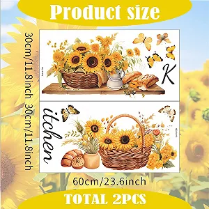 Настінна наклейка Kitchen Sunflowers Самоклеюча 30x60 см 2 шт. ціна на synthetic.ua - Фото 1 Настінна наклейка Kitchen Sunflowers Самоклеюча 30x60 см 2 шт. synthetic.ua - Фото 1
