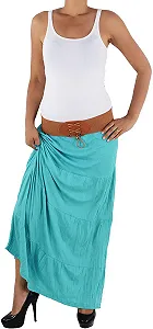 Летняя юбка Плиссированная юбка Макси юбка Пляжная юбка Богемная летняя макси пляжная длинная юбка One Size Разные цвета - Фото 1