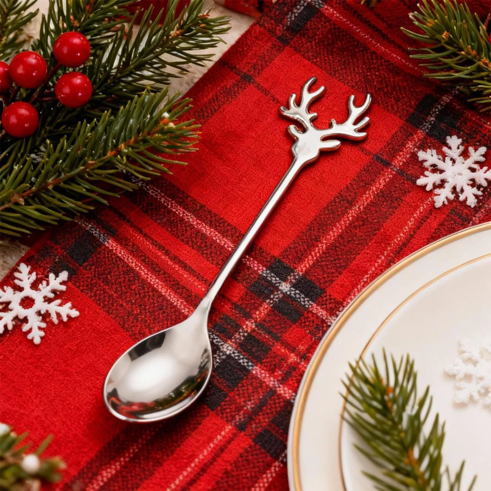 Ложки Різдвяні, Набір 8 шт Олень, фото №5