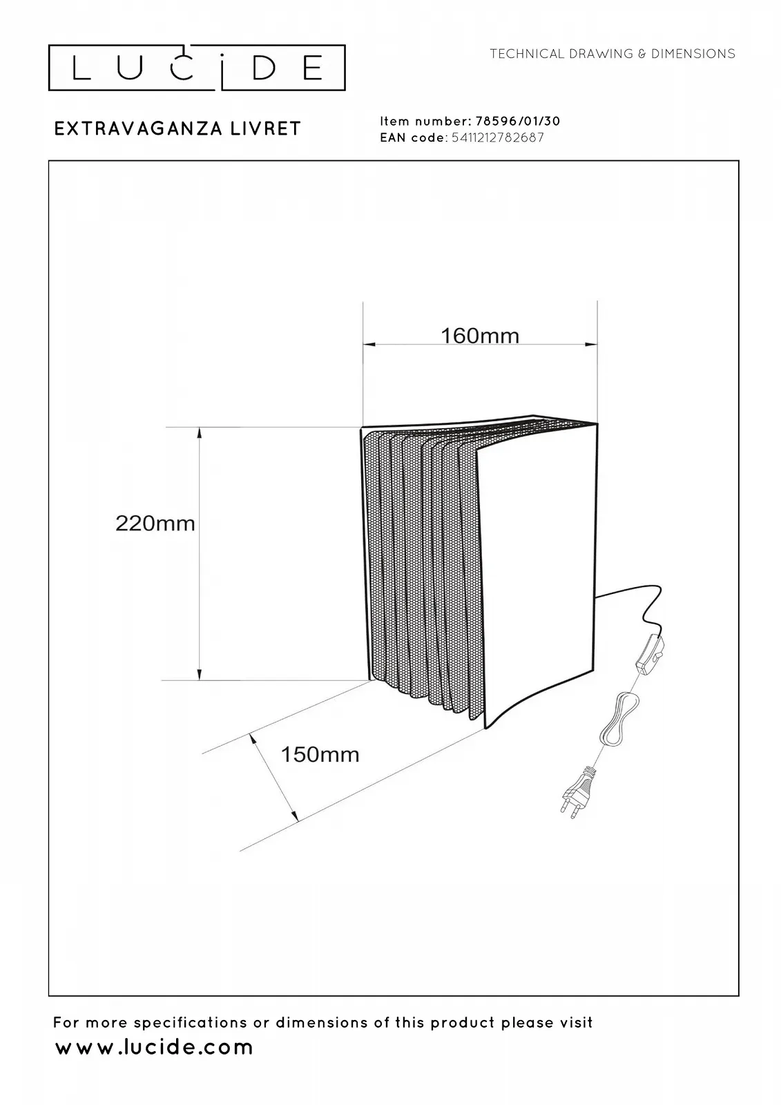 Настільна лампа LUCIDE Extravaganza Livret 1 x E14 Чорна, фото №9