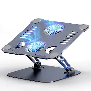 Регулируемая по высоте подставка для ноутбука с RGB вентилятором, складная подставка из алюминиевого сплава, вентилируемый держатель для ноутбука, эргономичная, совместима со всеми MacBook, 10-17 дюймов - Фото 1