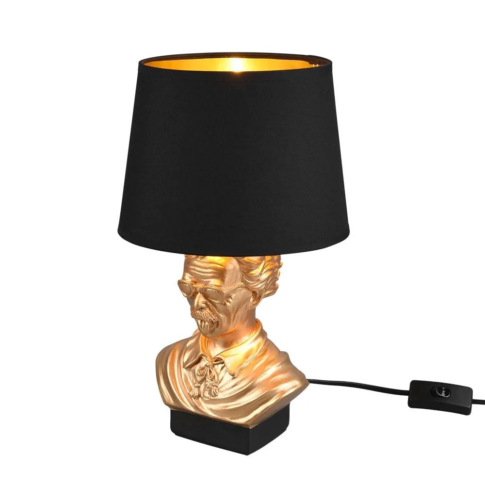 Настільна лампа etc-shop керамічна золото тканинний плафон E14 діаметр 21 см чорна, фото №6