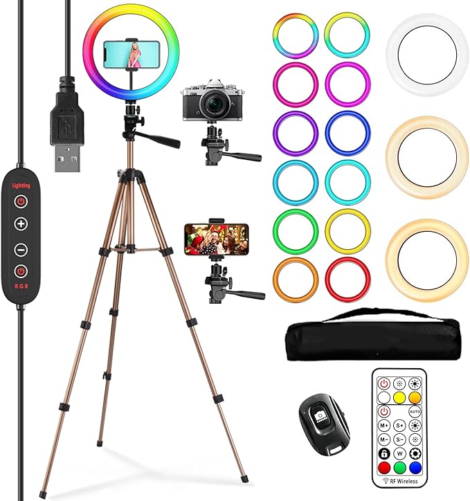 Кільцева лампа зі штативом PEYOU 10" Black, фото №1