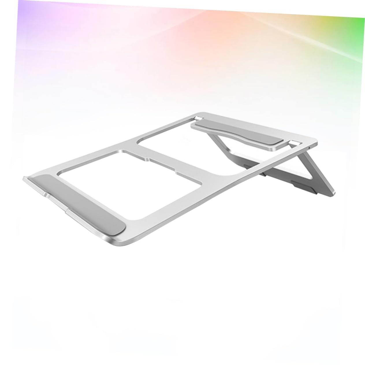 Підставка для ноутбука Veemoon складана з алюмінієвого сплаву вентильована портативна для офісу дому потяга легка та міцна з нековзними накладками для надійного утримання, фото №5