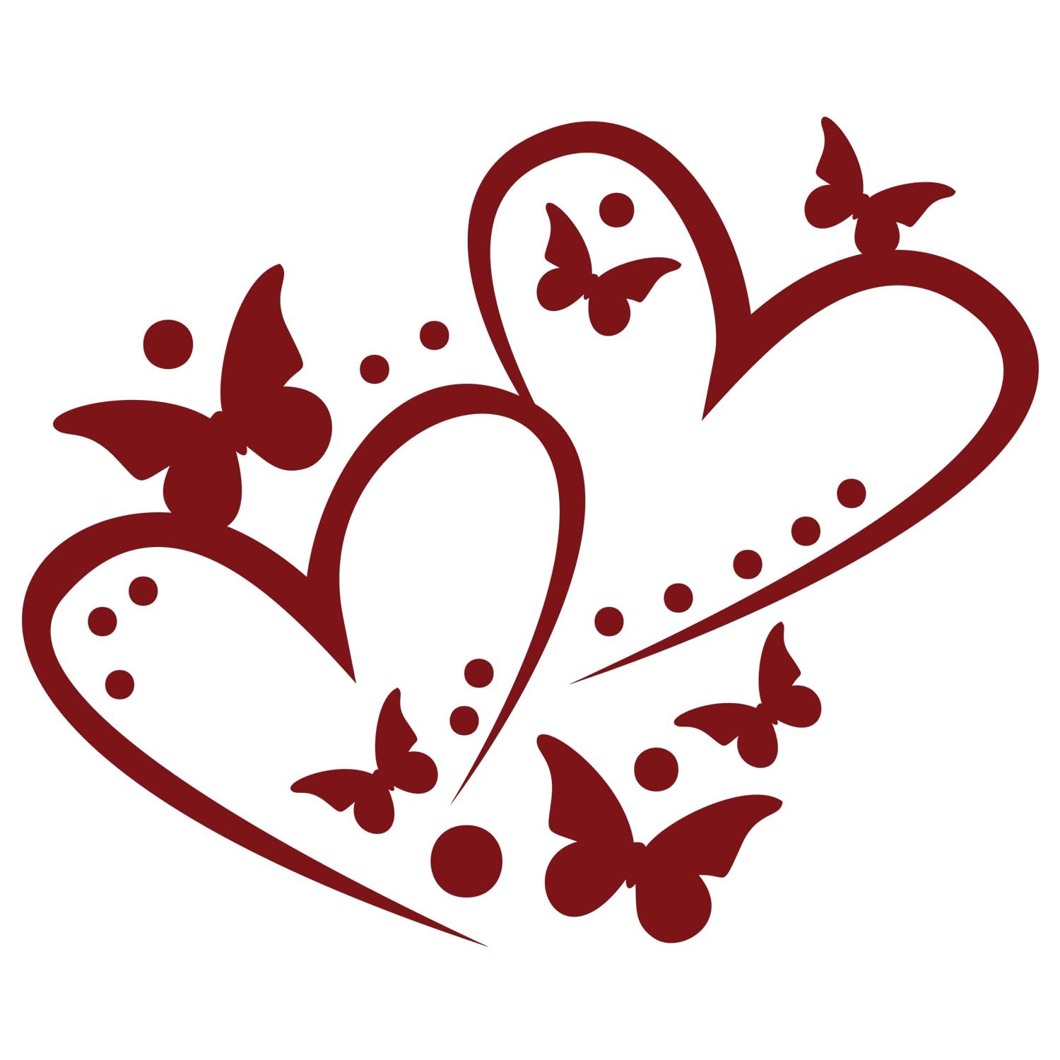 Наклейка на стіну GRAZDesign Heart with Butterflies 61 x 50 см Темно-червона, фото №2