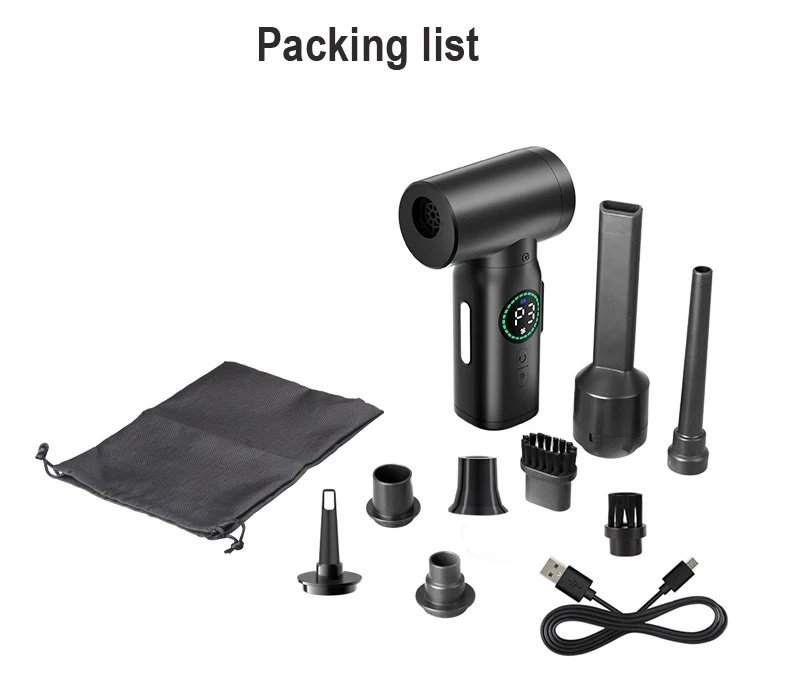 Портативний турбовентилятор Onvian Wireless Air Duster CF01 50000 RPM Black, фото №12
