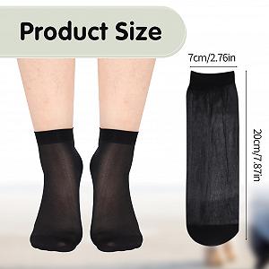 Носки нейлоновые женские 20 пар, матовые прозрачные нейлоновые тонкие носки, 20 ден, носки до щиколотки, усиленные пальцы, шелковые носки (EU 35-38), черный + synthetic.ua - Фото 1