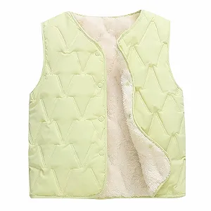 Жилет Teddy Fleece Детский для мальчиков и девочек Без рукавов Флисовая куртка Короткая V-образная Teddy Fleece Куртка Свободный Жилет Зимний Теплый Teddy Жилет Верхняя одежда Зимняя куртка Плюшевый Жилет Переходная Куртка для девочек - Фото 1
