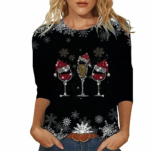 Різдвяний светр Круглий виріз Смішний різдвяний Светр принт - Фото 1