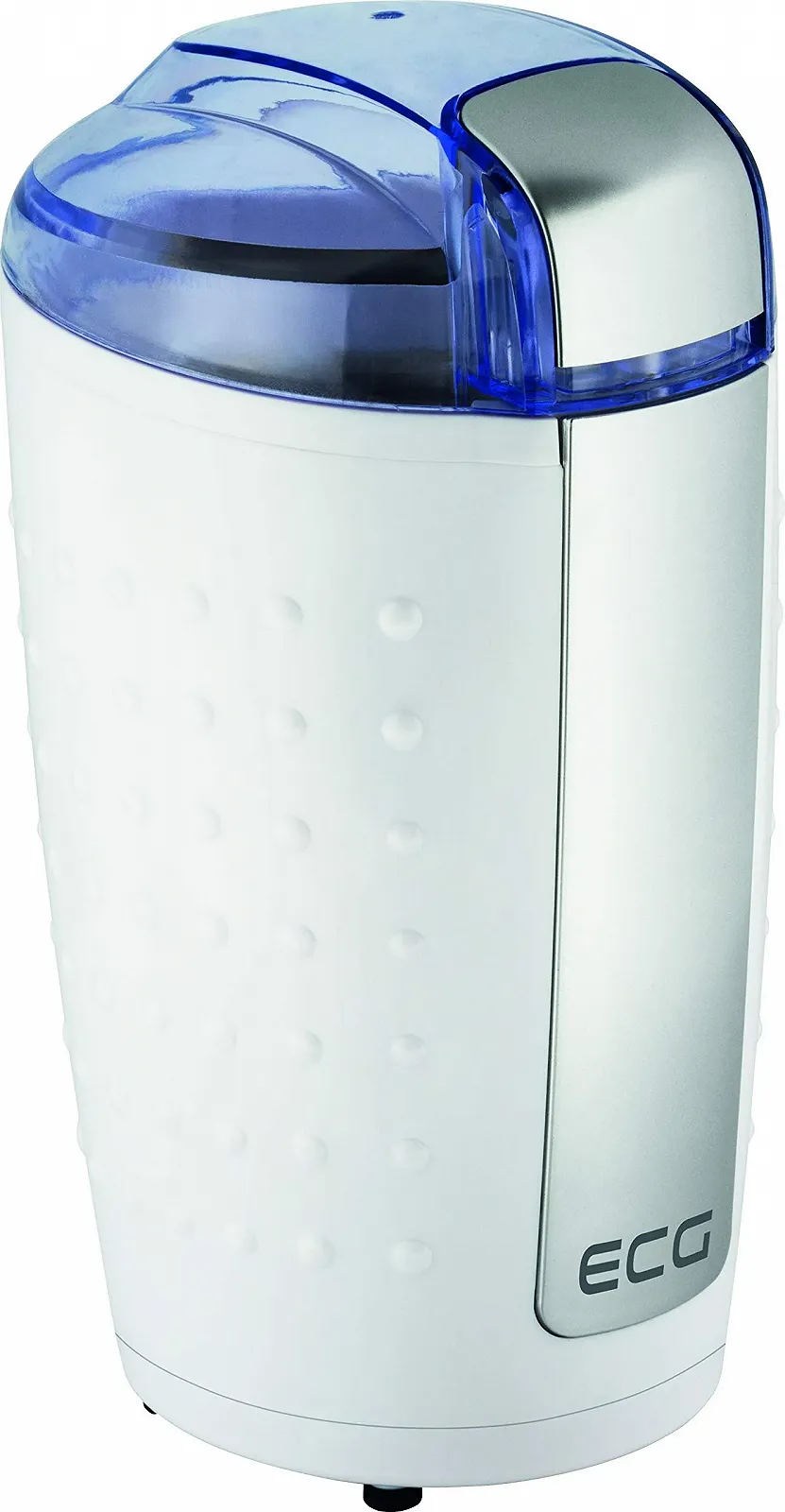 Кавомолка ECG KM 110 електрична, для кавових зерен/горіхів, ніж з нержавіючої сталі, біла/срібна, фото №3 Кавомолка ECG KM 110 електрична, для кавових зерен/горіхів, ніж з нержавіючої сталі, біла/срібна, фото №3