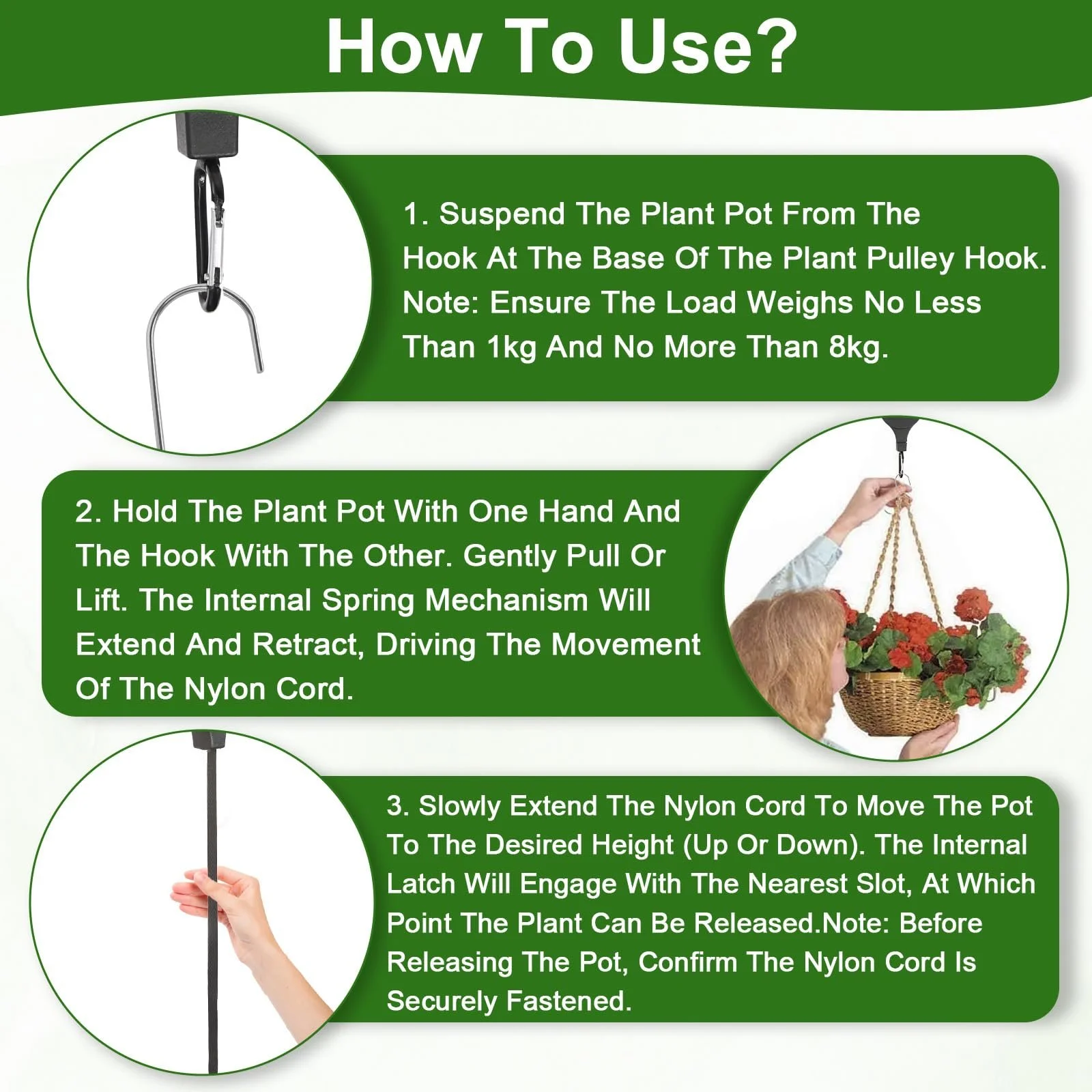 Крючки для растений выдвижные 4 шт. Высокопроизводительные с нейлоновым тросом 80 см Черные, фото №6