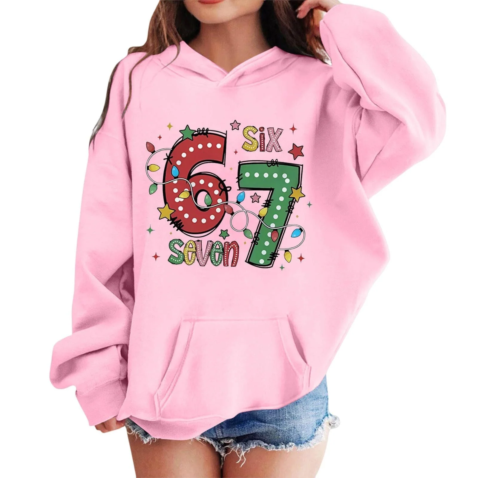 Свитшот 67 Prints для девочек, мягкий зимний, худи, пуловер, детская одежда, флисовая куртка, теплый джемпер, фото №2