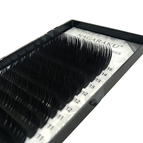 Индивидуальные ресницы NAGARAKU Eyelash Extension Classic 1:1 Объем натуральный полуперманентный мягкие аксессуары матовые черные удлинение ресниц 16 рядов 0.20 мм B изгиб 7-15 мм, фото №6