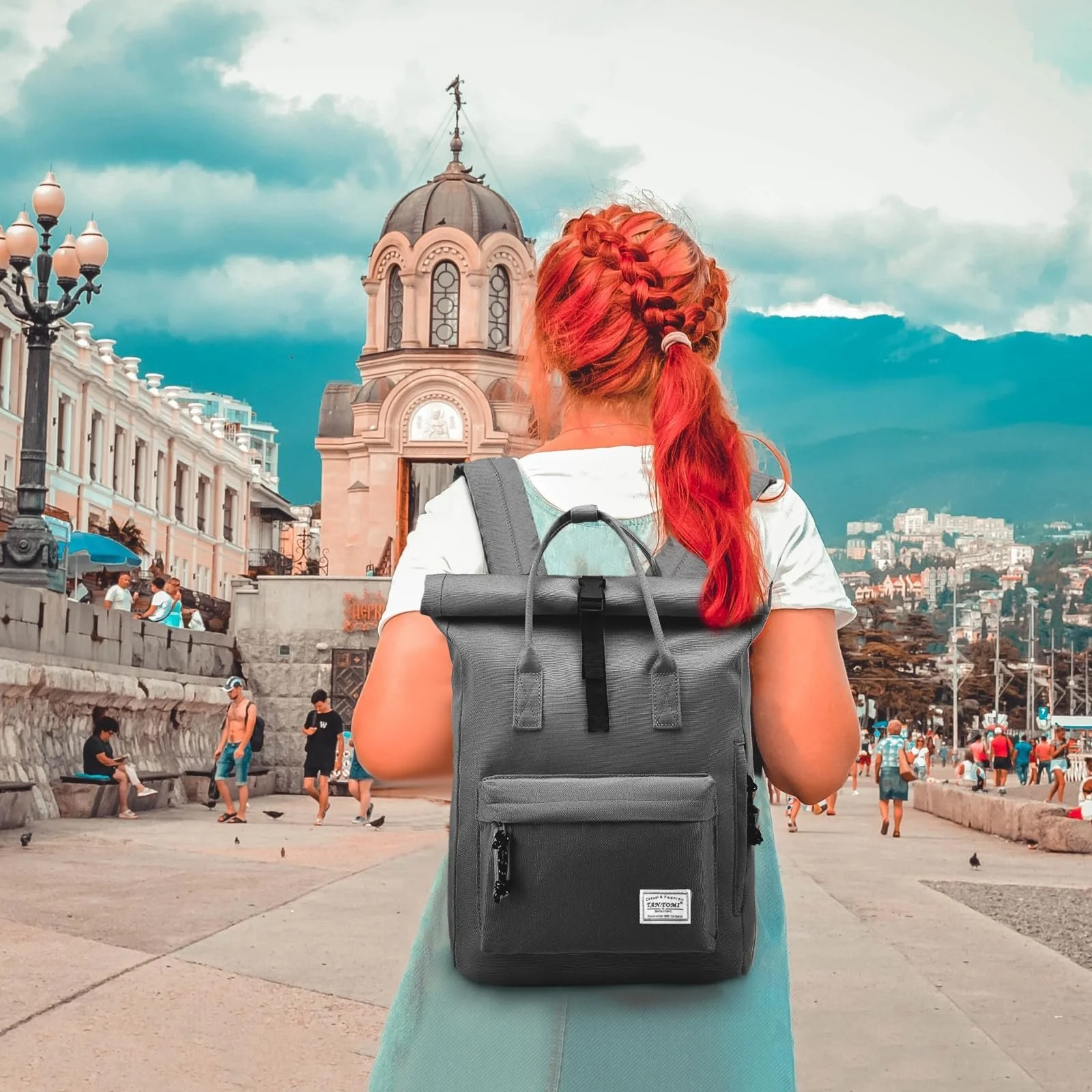 Рюкзак для ноутбука TANTOMI 15.6 дюйма Rolltop Waterproof, фото №8 Рюкзак для ноутбука TANTOMI 15.6 дюйма Rolltop Waterproof, фото №8