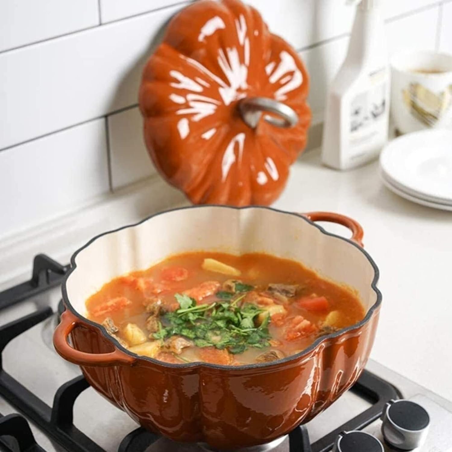 Жаровня Dutch Oven чавунна емальована антипригарна з кришкою, фото №5