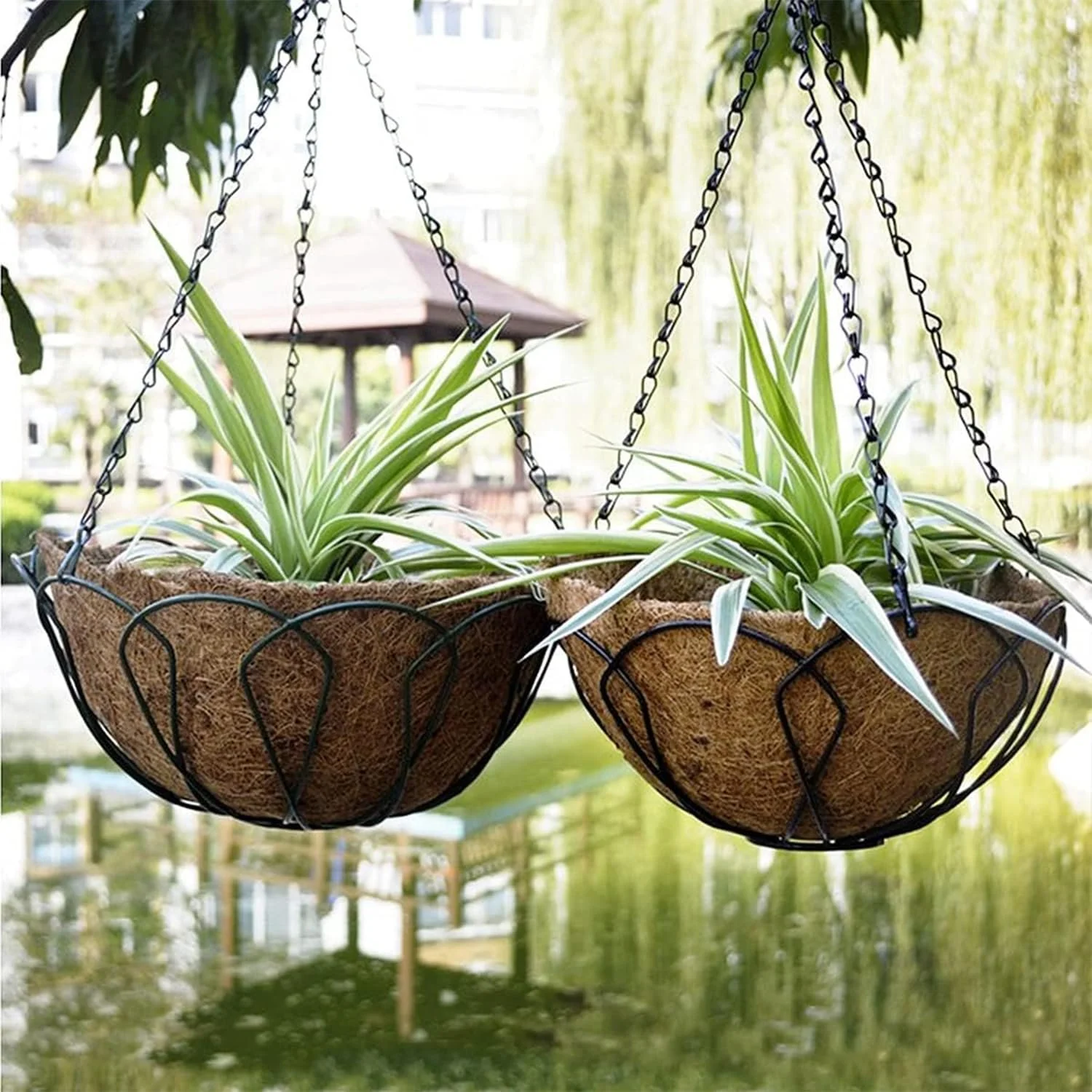 Ланцюги для підвісних кошиків Набір 3 шт 40 cm Металеві з 3 точками кріплення, фото №3