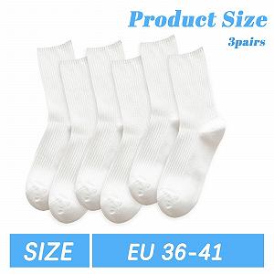 Женские носки Crew 3 пары Хлопок Премиум вязаные Милые эстетичные спортивные носки для повседневной носки Белый synthetic.ua - Фото 1