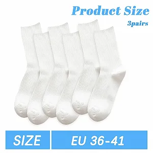 Женские носки Crew 3 пары Хлопок Премиум вязаные Милые эстетичные спортивные носки для повседневной носки Белый synthetic.ua - Фото 1