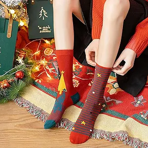 Рождественские носки DeBizz с рождественским мотивом Унисекс Хлопковые носки Разные цвета Один размер synthetic.ua - Фото 1