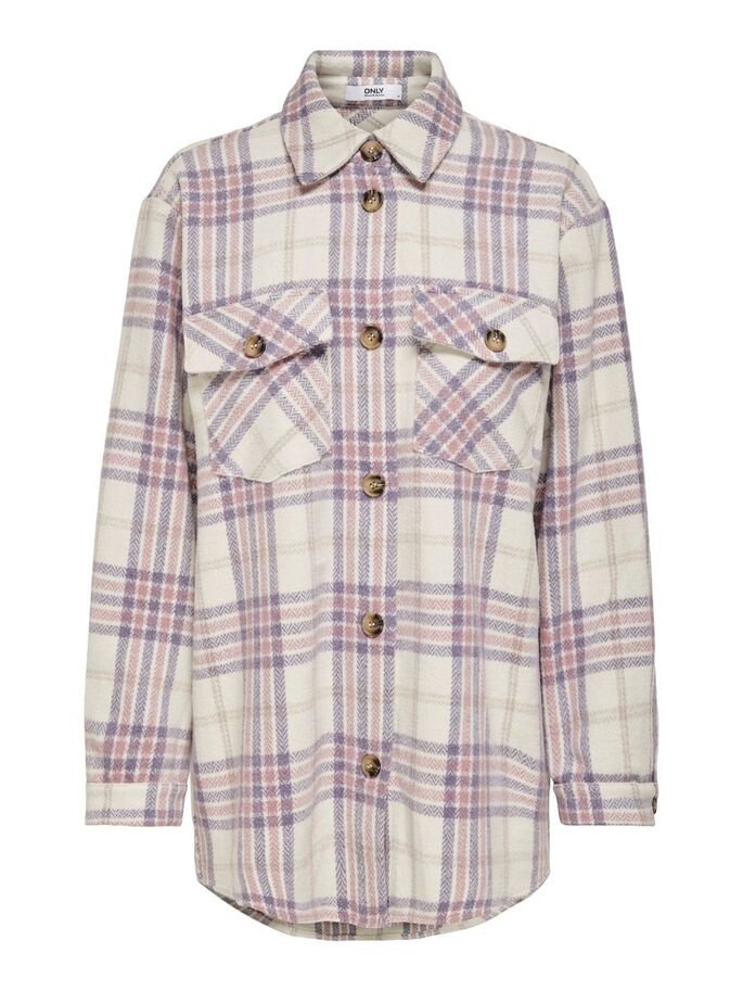 Куртка ONLY ONLVALENTINA L/S CHECK SHACKET OTW 15239157 Белый XS, фото №3