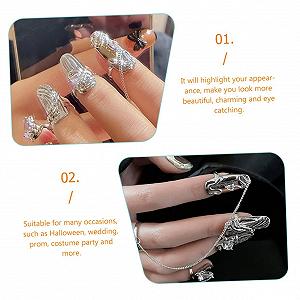 Кільця для нігтів Minkissy, 16 шт, відкриті, регульовані, кристалічні synthetic.ua - Фото 1