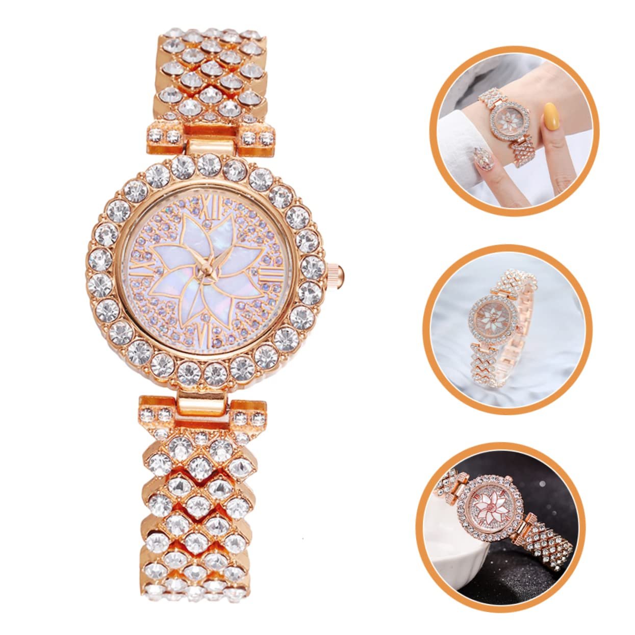 Жіночий наручний годинник Healvian з дизайном зі стразами, кварцовий, фото №2 Жіночий наручний годинник Healvian з дизайном зі стразами, кварцовий, фото №2