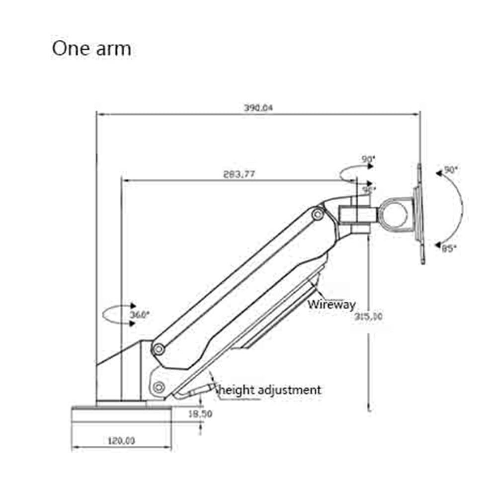 Підставка для монітора Настільна з одним кронштейном для екранів 15-32 дюйми Срібляста, фото №2