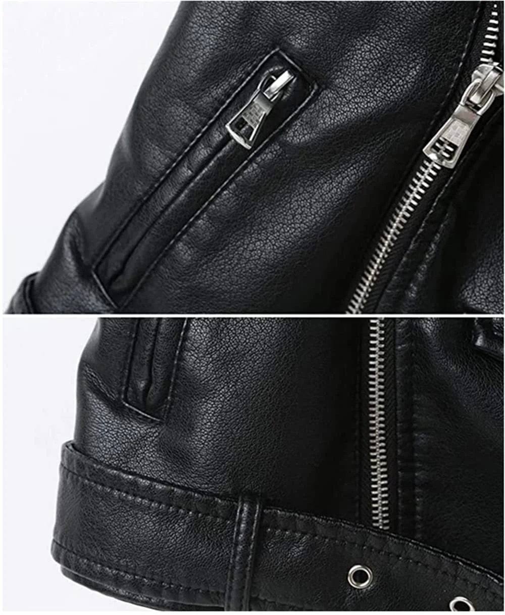 Дитяча байкерська куртка без рукавів зі штучної шкіри з асиметричною блискавкою, фото №3