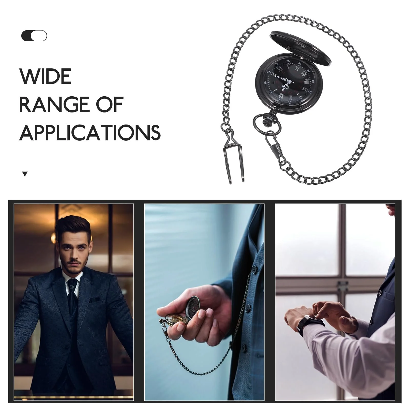 Карманные часы Quartz Hemobllo Ретро Винтажные Черные, фото №9