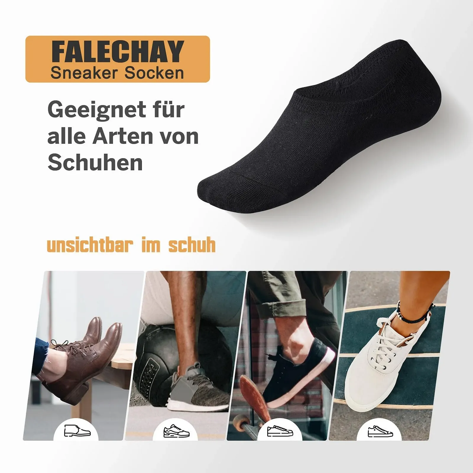 Носки Trainer Unisex Черный / Белый / Серый / Телесный Размеры EU 35–38, 39–42, 43–46 (8 пар), фото №7