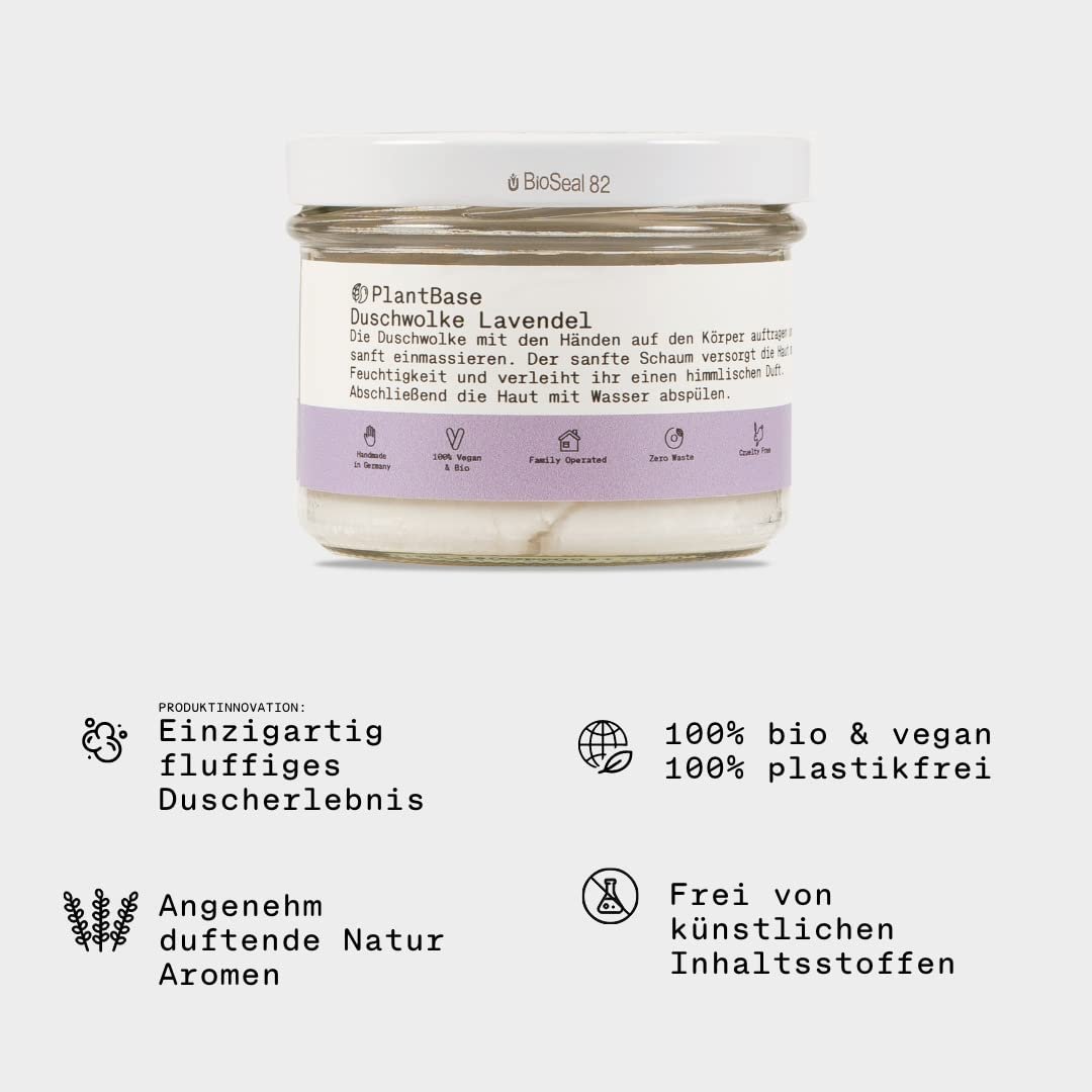 Гель для душу PlantBase Duschwolke Lavender 3-в-1 заспокійливий відлущувальний 110 g, фото №2 Гель для душу PlantBase Duschwolke Lavender 3-в-1 заспокійливий відлущувальний 110 g, фото №2