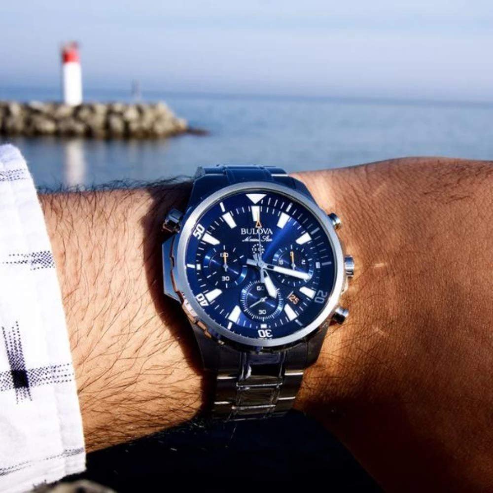 Хронограф Bulova Marine Star 96B256, сталь, синий циферблат, фото №7