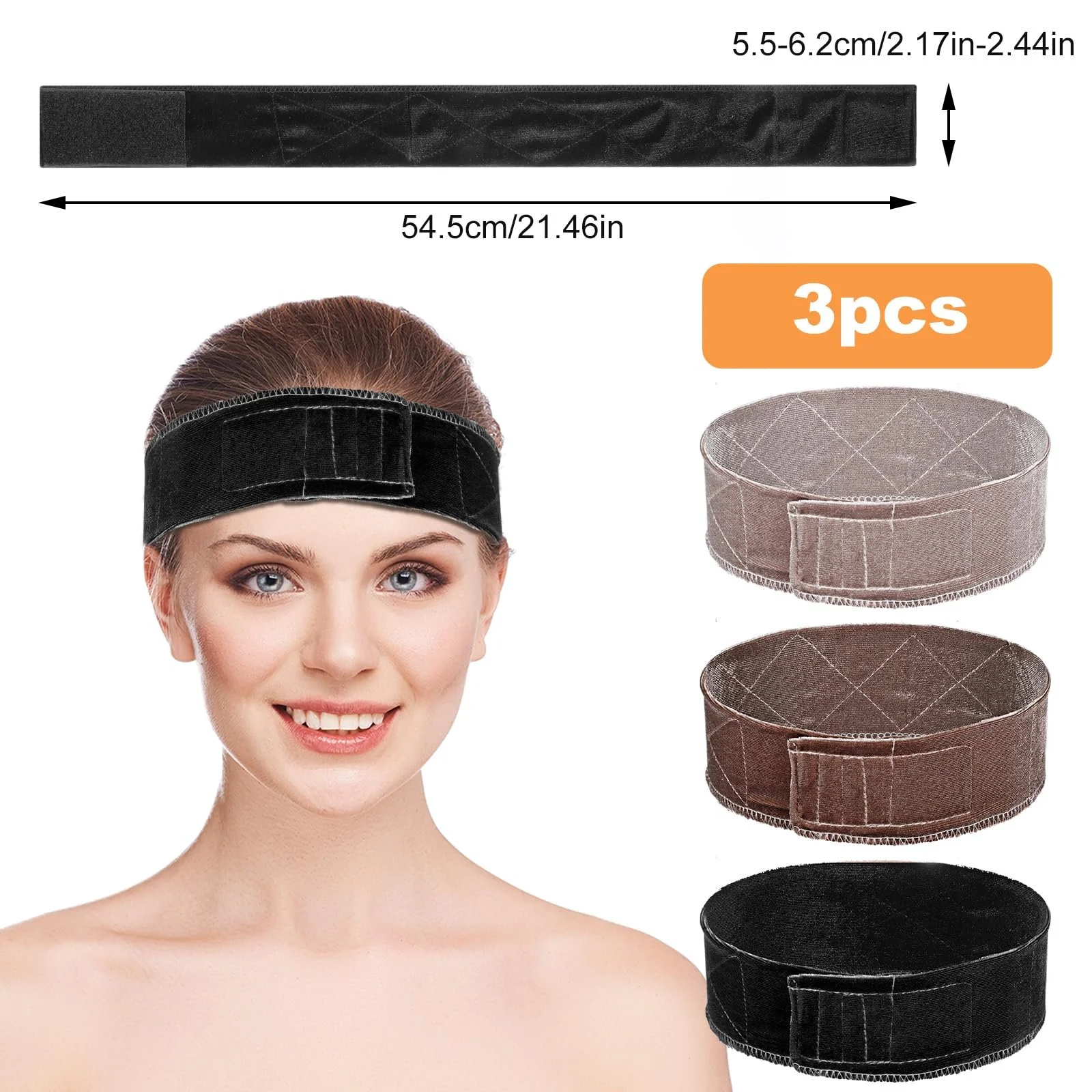 Повязка для парика Эластичная 3 шт. Регулируемое, фото №3