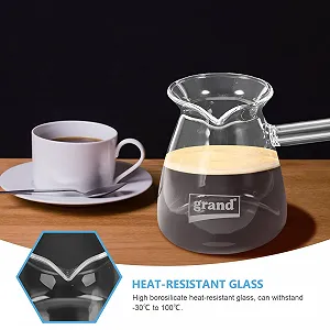 Турка Ciieeo стеклянная с боковой ручкой прозрачная для подогрева молока, маленький молочный чайник, для приготовления горячего шоколада, для растапливания масла для кухни synthetic.ua - Фото 1