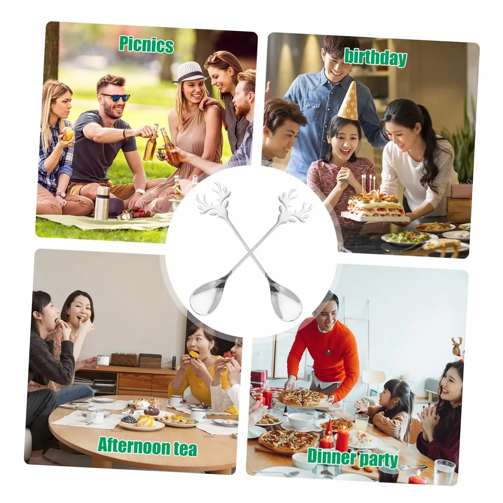 Набір з 2 кавових ложок з нержавіючої сталі Elk Design Різдвяна, фото №4