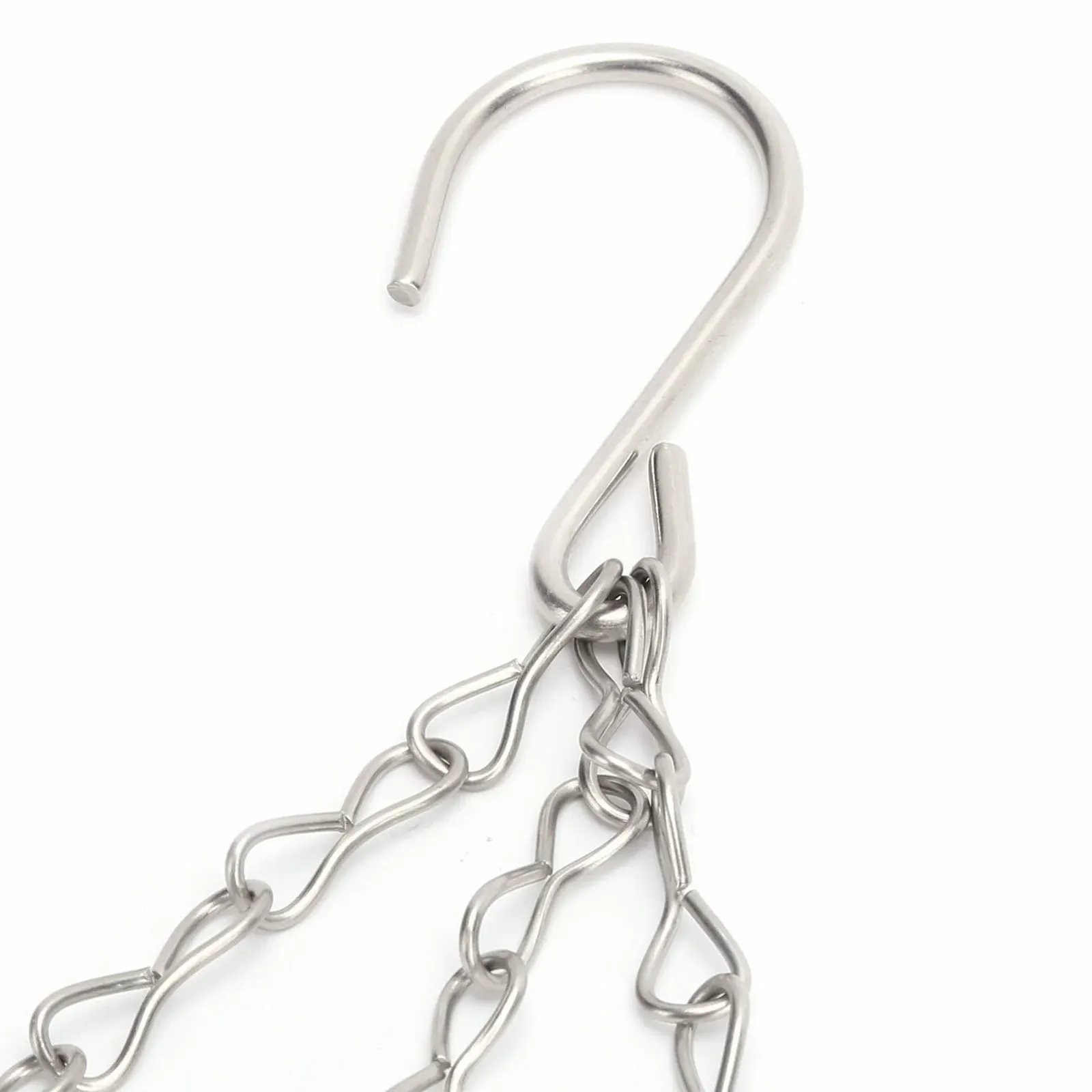 Подвесная цепь для цветочных горшков 4 штуки Металлическая 3-х точечная с S-образными крючками и клипсами, фото №8