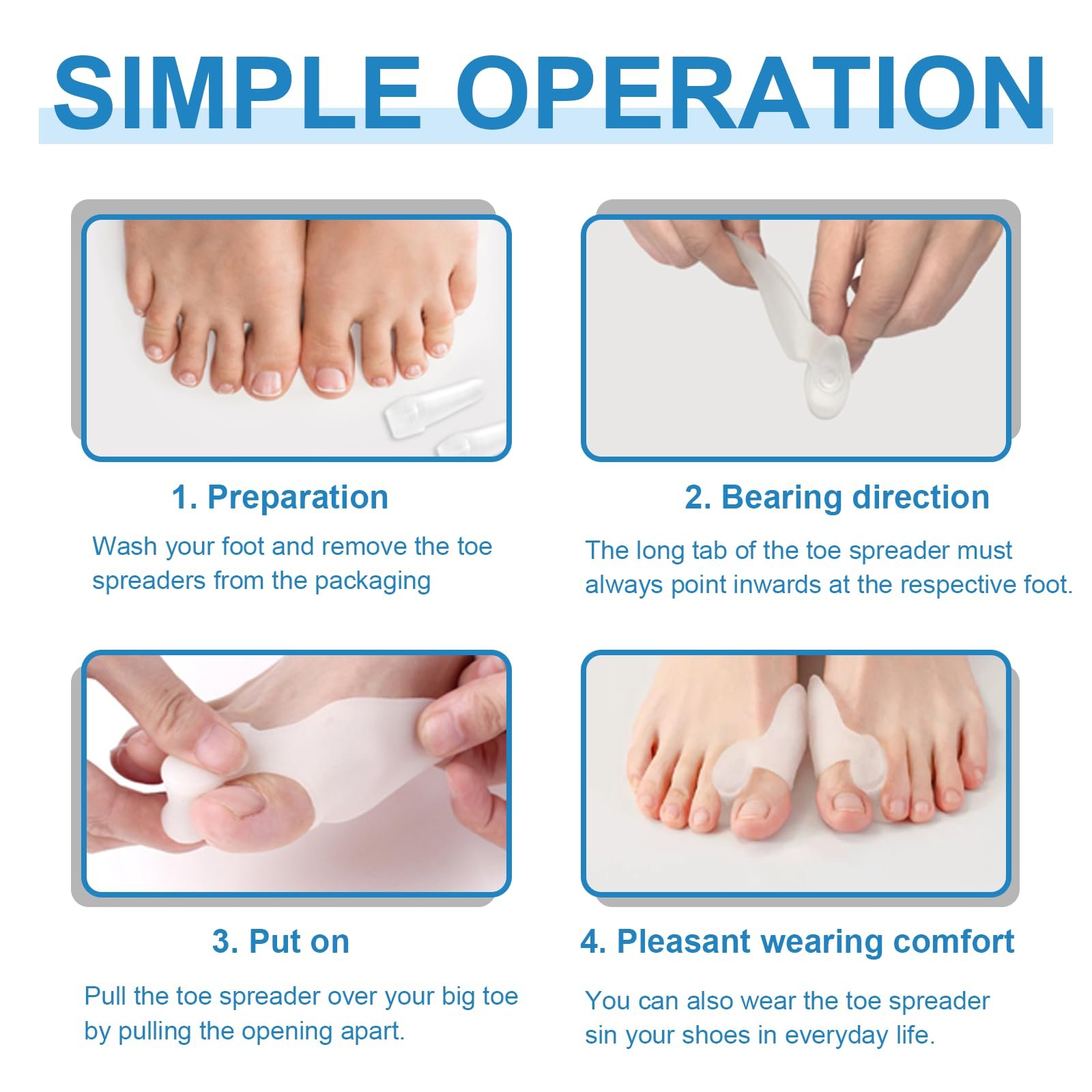 Роздільник для пальців ніг Ecarteur 6 шт., Коректор вальгусної деформації великого пальця стопи, фото №6