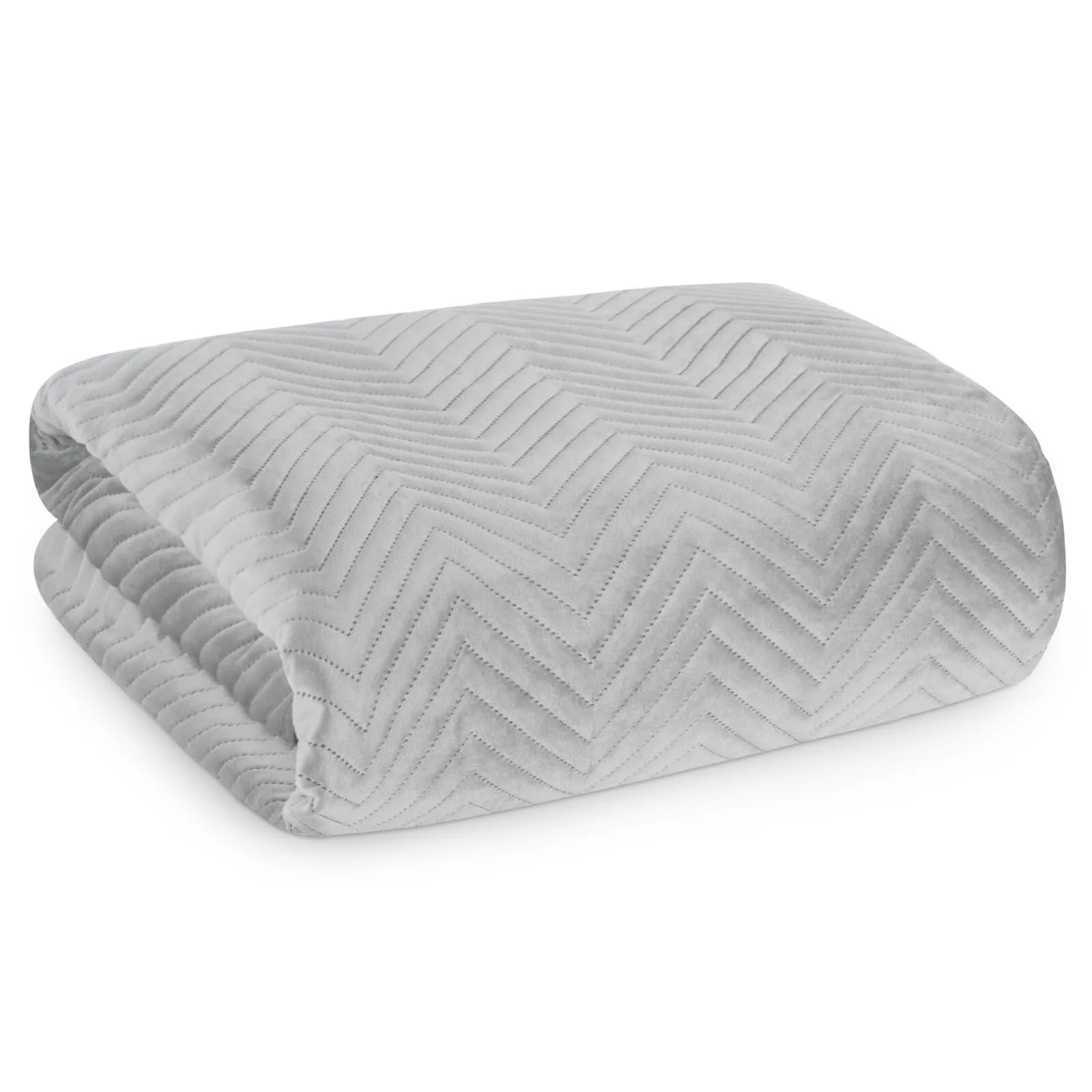 Покривало двостороннє стьобане Design91 Оксамит & Мікрофібра Для ліжка та дивану Sofia, Срібний, 170 x 210 см, фото №2