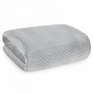 Покрывало двустороннее стеганое Design91 Бархат & Микрофибра Для кровати и дивана Sofia, Серебряный, 170 x 210 см synthetic.ua - Фото 1