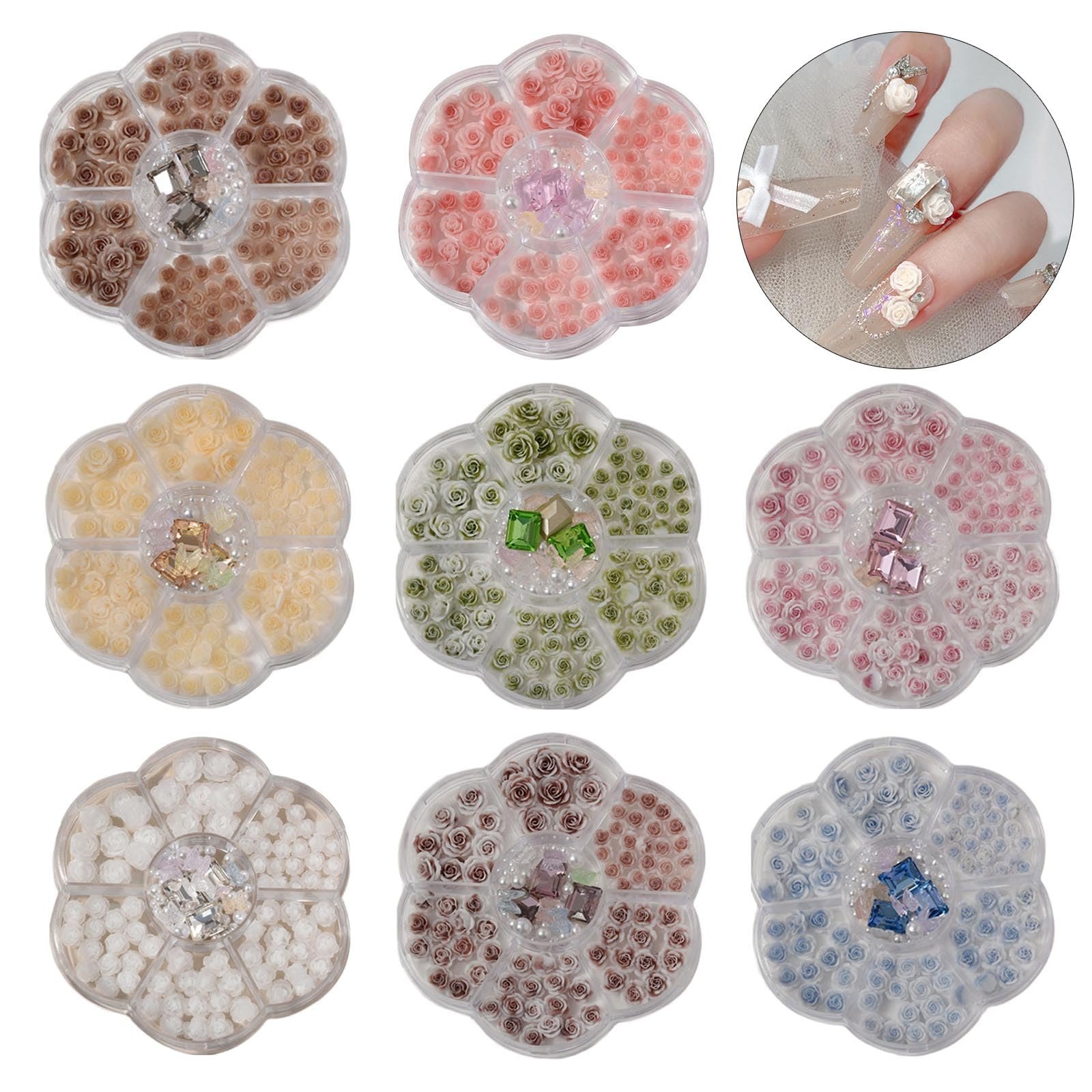 3D Квіти для нігтів Прямокутні прикраси для акрилових нігтів, фото №2