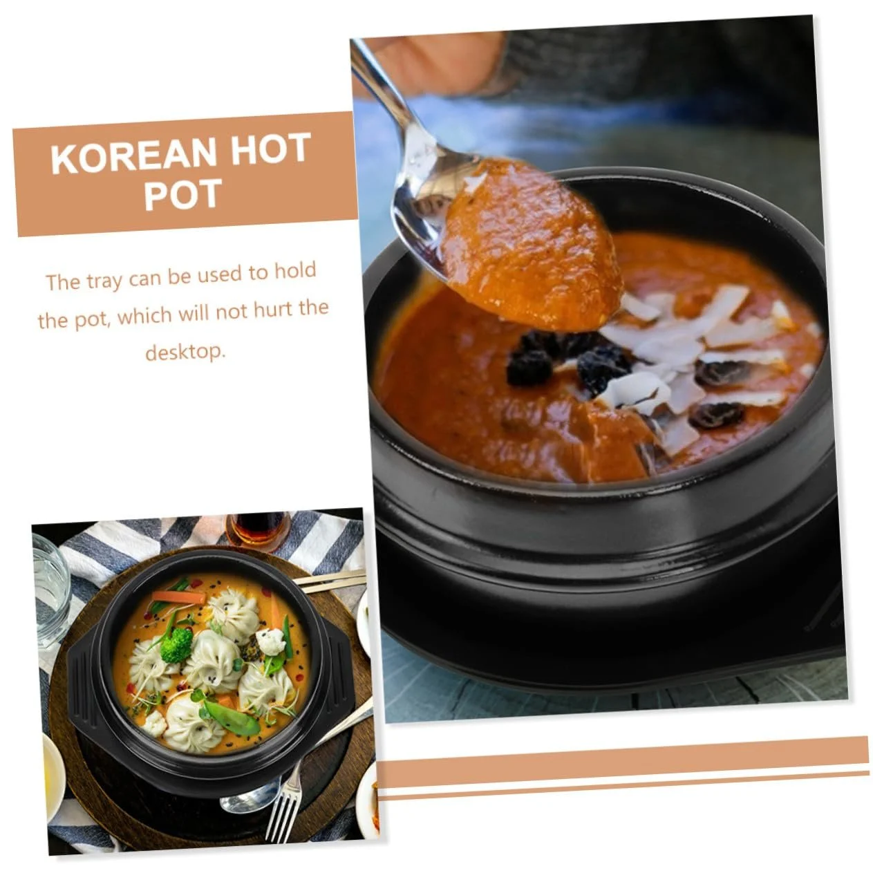 Горшок для бибимпапа NOLITOY керамический с подставкой и ручками термостойкий антипригарный, фото №2