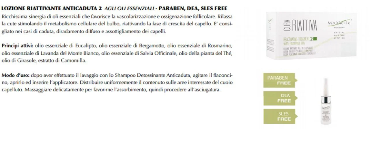 Лосьйон Maxxelle Riattivante 2 Органічні ефірні олії, активатор росту волосся (6 x 6 мл), фото №2