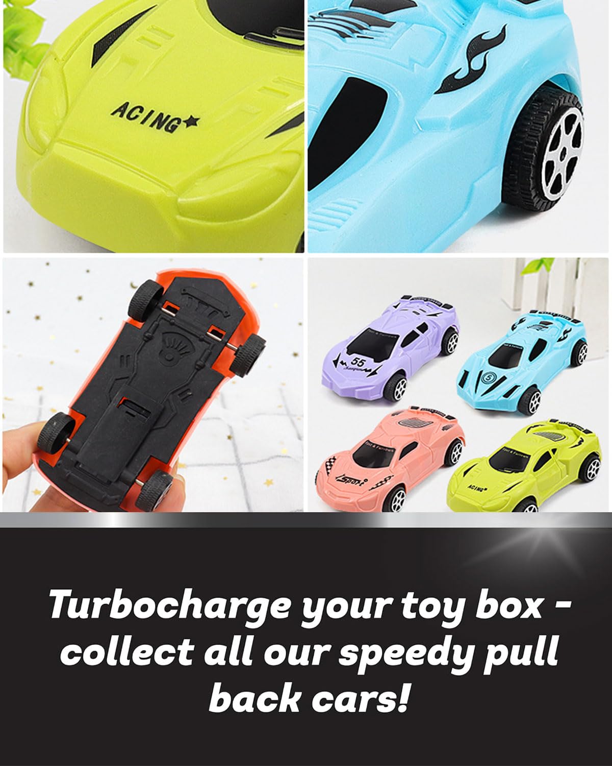 Іграшкові машинки HSIXHAF Pack of 4 Mini Cars Набір Подарунковий для дітей від 3 років Синя Фіолетова Рожева Зелена 4 Кольори Випадкові, фото №3