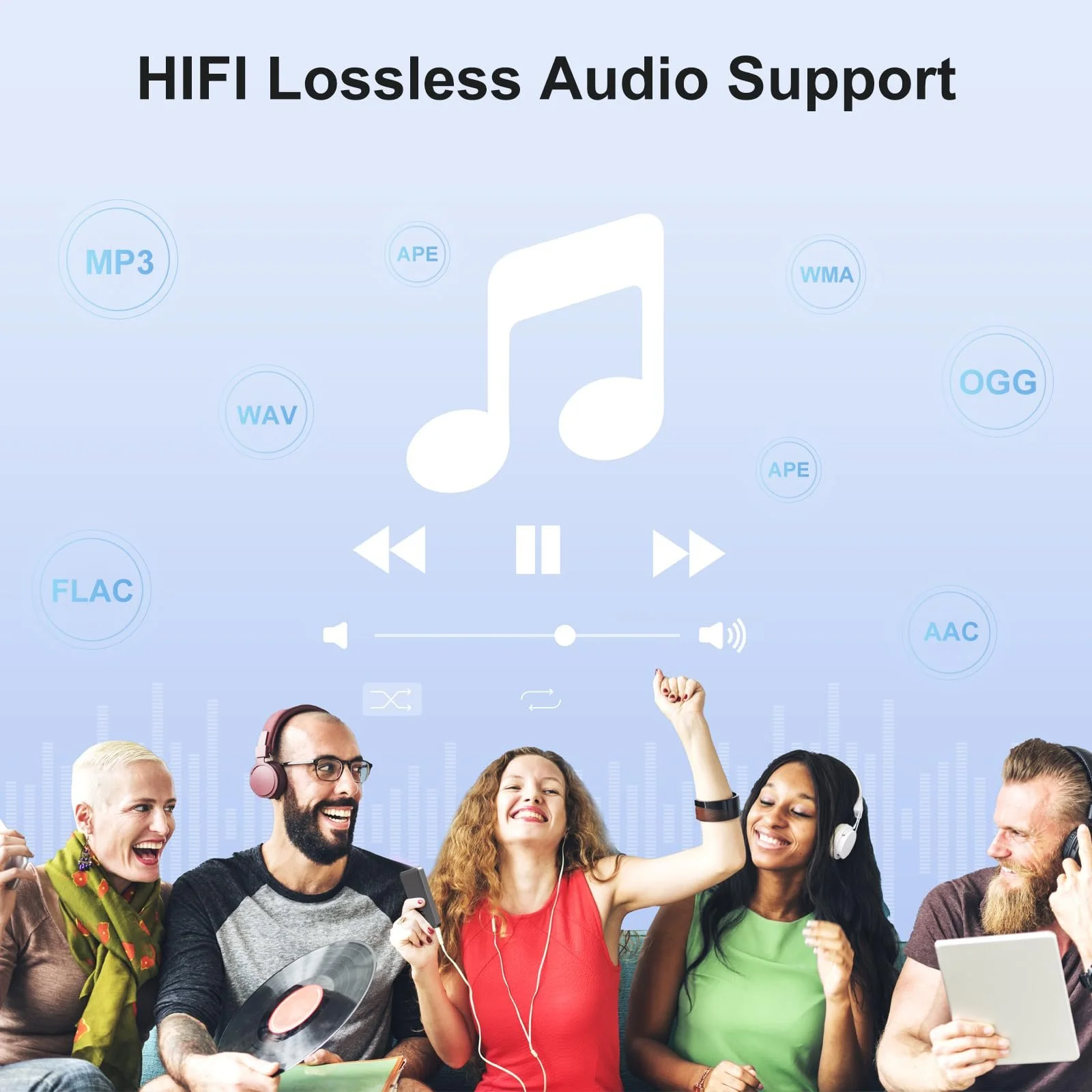 MP3 плеєр MECHEN Bluetooth WiFi, портативний Android MP4 плеєр з Amazon Music, Deezer, Audible, 4-дюймовий сенсорний екран, сірий, фото №4