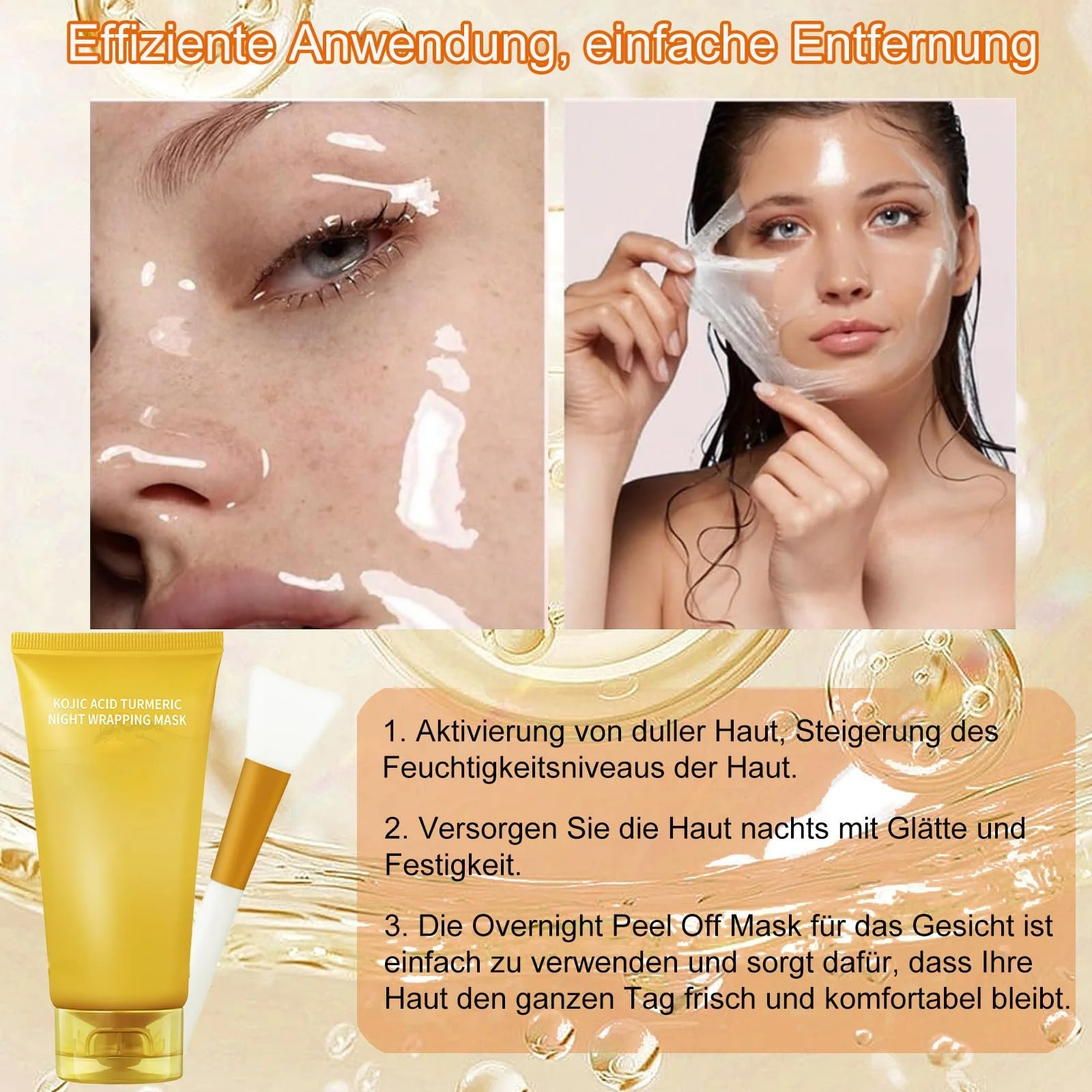 Нічна маска для обличчя з куркумою та койєвою кислотою проти недоліків, фото №2