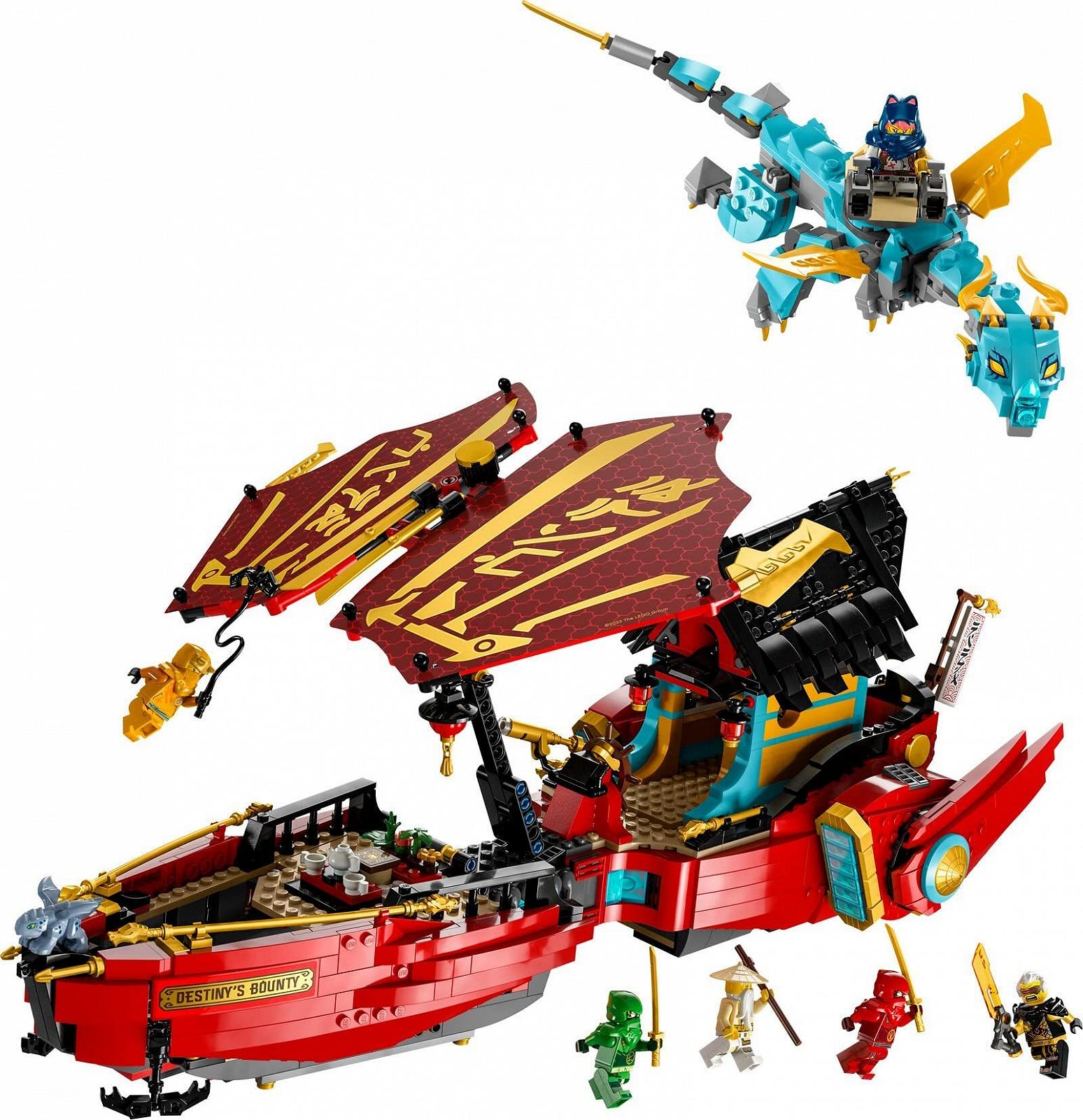 Набор Lego Ninjago из 4 частей 71797 Ниндзя Летающий Корабль в Гонке со Временем, 71794 Тренировочные Мехи Ллойда и Арина, 71791 Спинджитсу Гоночный Автомобиль Зейна Мощь Дракона и Полибег Костюм Ллойда, фото №2