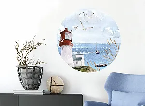 Наклейка на стіну Grandora Lighthouse Seagulls & Boats DL578 M 60 см synthetic.ua - Фото 1