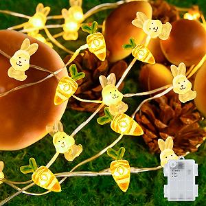 Гирлянда Gcstnn Пасхальная на батарейках 2 м 20 LED Кролик Морковь Теплый Белый - Фото 1