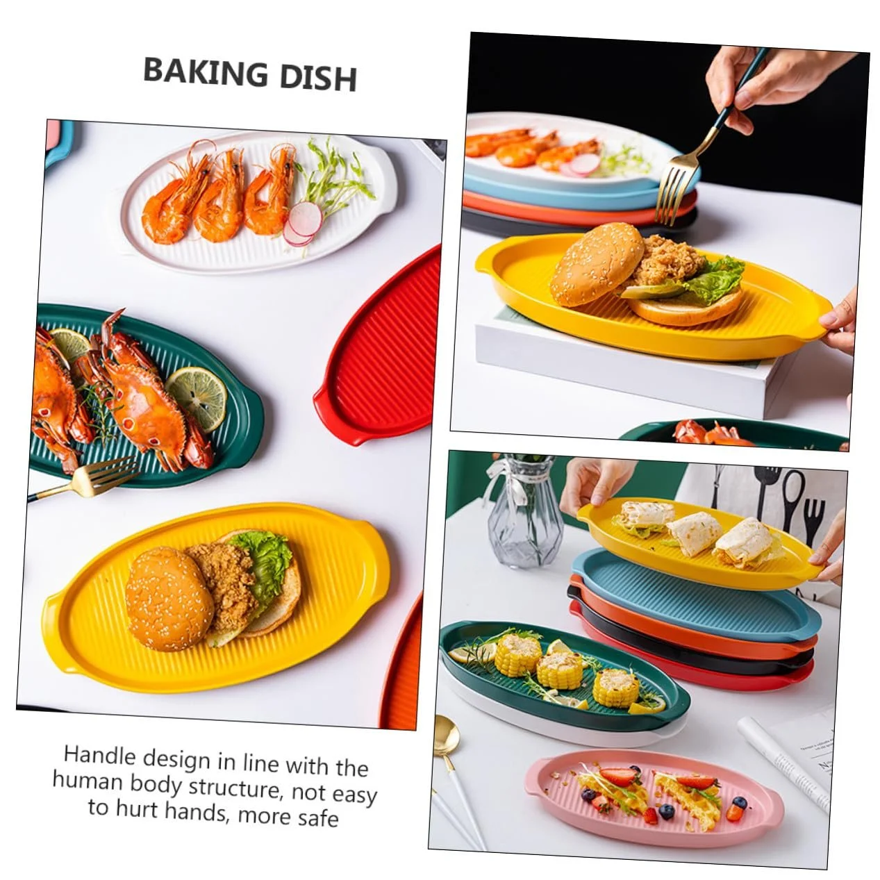 Форма для запікання Keramik овальна з ручками термостійка мала жовта, фото №2