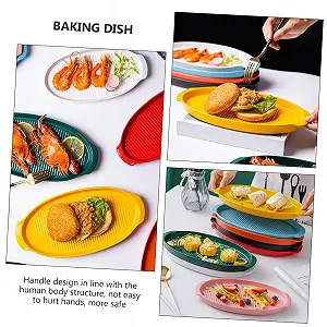 Форма для запікання Keramik овальна з ручками термостійка мала жовта synthetic.ua - Фото 1